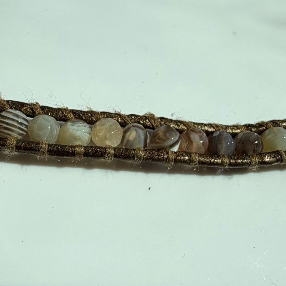 Chan Liu Grey Beaded Leather Wrap Bracelet - Picture 3 of 5